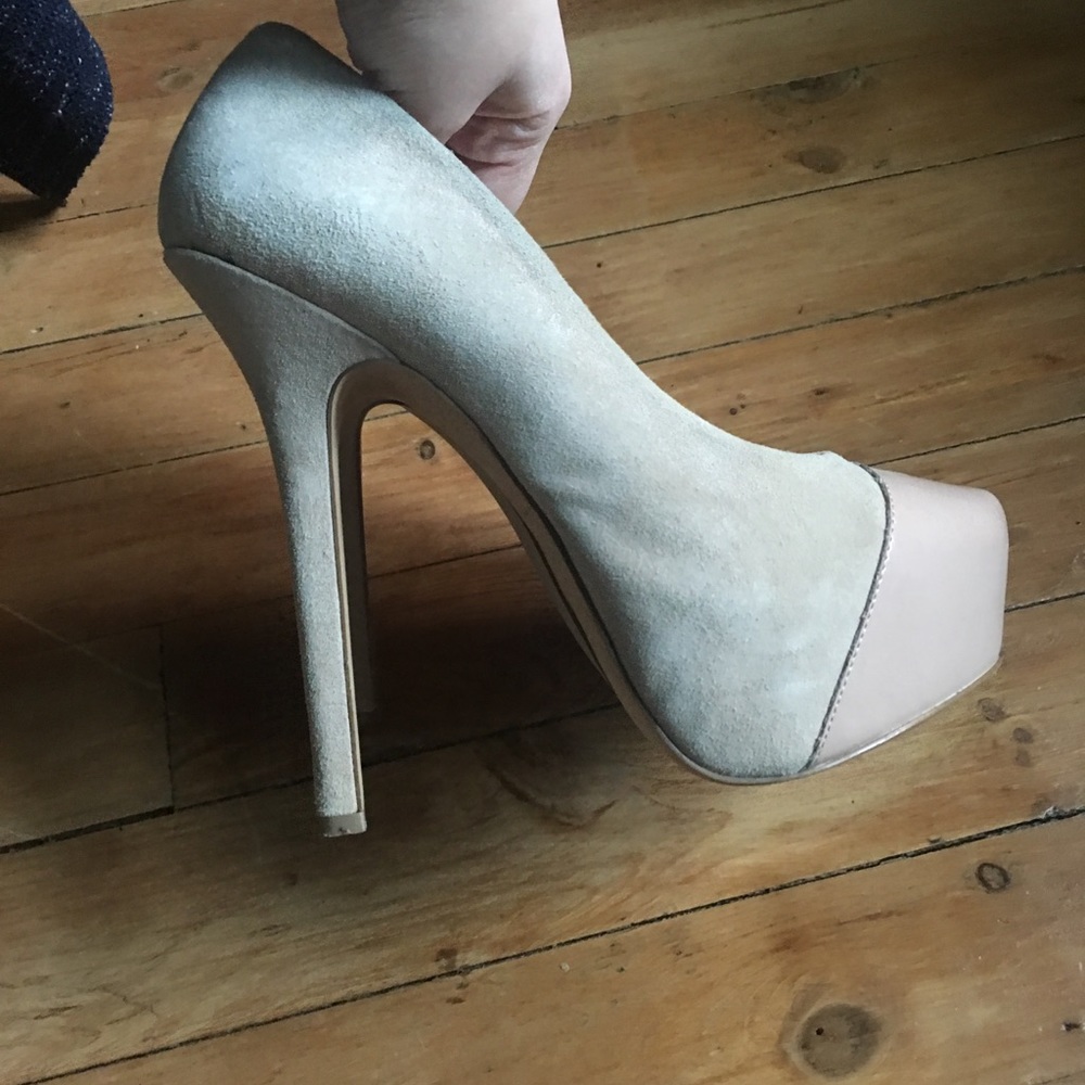 Steve Madden Nude Suede & Pleather Platform Pumps - Picture 3 of 4